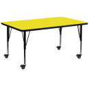 Flash Furniture XU-A3072-REC-YEL-H-P-CAS-GG Rectangular Mobile Activity Table - 72"L x 30"W, Laminate Top, Yellow thumbnail 2