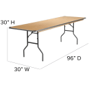 Flash Furniture XA-3096-BIRCH-M-GG Rectangular Folding Banquet Table w/ Birchwood Top - 96"W x 30"D x 30"H thumbnail 2