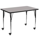 Flash Furniture XU-A3672-REC-GY-H-A-CAS-GG Rectangular Mobile Activity Table - 72"L x 36"W, Laminate Top, Gray thumbnail 2