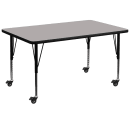 Flash Furniture XU-A3672-REC-GY-H-P-CAS-GG Rectangular Mobile Activity Table - 72"L x 36"W, Laminate Top, Gray thumbnail 2