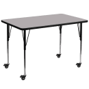 Flash Furniture XU-A3672-REC-GY-T-A-CAS-GG Rectangular Mobile Activity Table - 72"L x 36"W, Laminate Top, Gray thumbnail 2