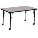 Flash Furniture XU-A3672-REC-GY-T-P-CAS-GG Rectangular Mobile Activity Table - 72"L x 36"W, Laminate Top, Gray thumbnail 2
