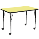Flash Furniture XU-A3672-REC-YEL-T-A-CAS-GG Rectangular Mobile Activity Table - 72"L x 36"W, Laminate Top, Yellow thumbnail 2