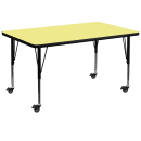 Flash Furniture XU-A3672-REC-YEL-T-P-CAS-GG Rectangular Mobile Activity Table - 72"L x 36"W, Laminate Top, Yellow thumbnail 2