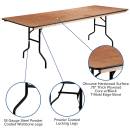 Flash Furniture XA-3696-P-GG Rectangular Folding Banquet Table w/ Hardwood Top - 96"W x 36"D x 30"H thumbnail 5