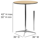 Flash Furniture XA-36-COTA-GG 36" Round Bar Height Table - Birchwood Top, Steel Base thumbnail 2