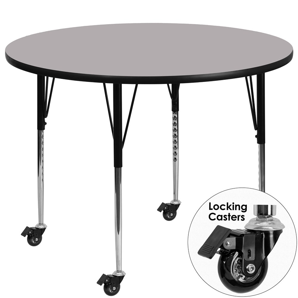 Flash Furniture XU-A42-RND-GY-T-A-CAS-GG 42" Round Mobile Activity Table - Laminate Top, Gray