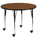 Flash Furniture XU-A42-RND-OAK-H-A-CAS-GG 42" Round Mobile Activity Table - Laminate Top, Oak thumbnail 2