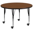 Flash Furniture XU-A42-RND-OAK-H-P-CAS-GG 42" Round Mobile Activity Table - Laminate Top, Oak thumbnail 2