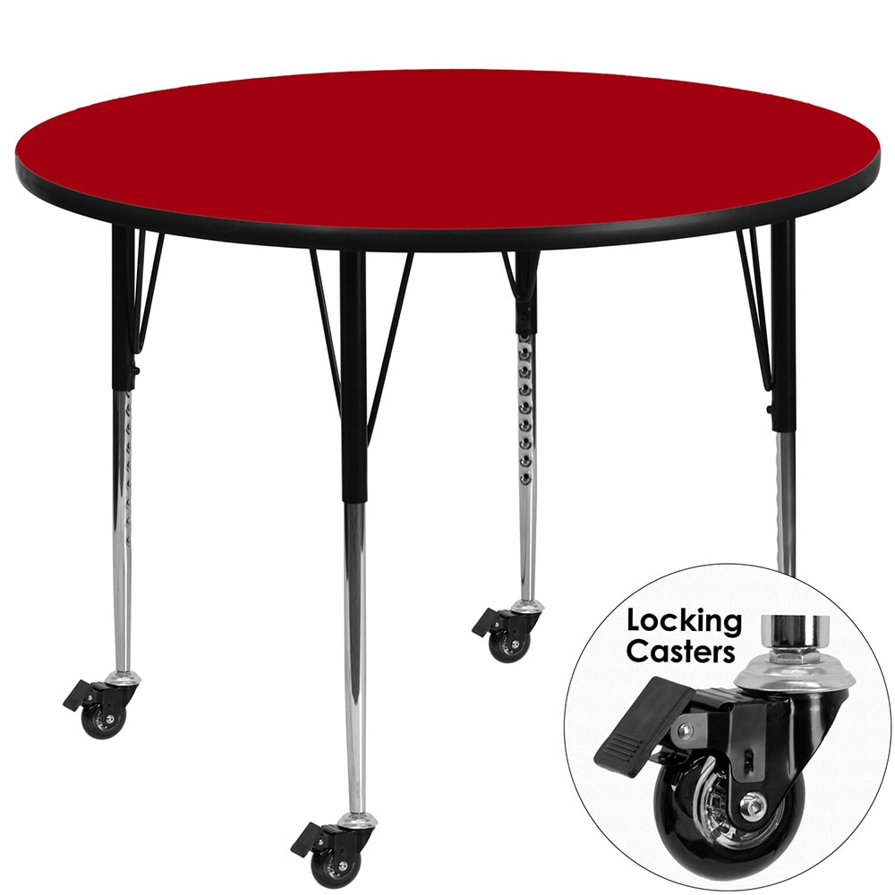 Flash Furniture XU-A42-RND-RED-T-A-CAS-GG 42" Round Mobile Activity Table - Laminate Top, Red
