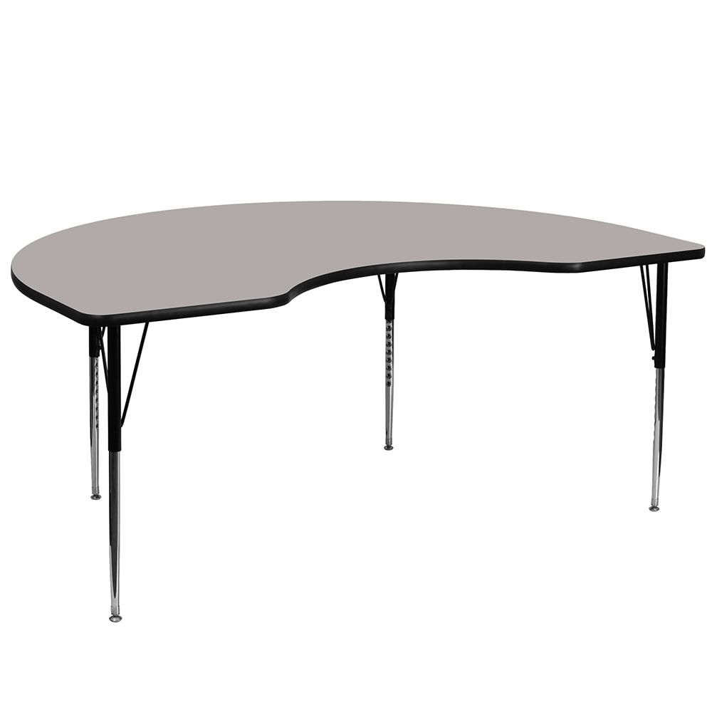 Flash Furniture XU-A4872-KIDNY-GY-H-A-GG Kidney Shaped Activity Table - 72"L x 48"W, Laminate Top, Gray