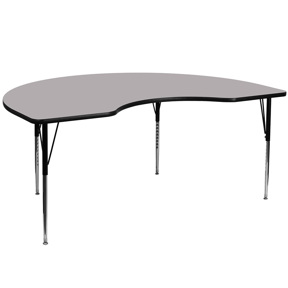 Flash Furniture XU-A4872-KIDNY-GY-T-A-GG Kidney Shaped Activity Table - 72"L x 48"W, Laminate Top, Gray
