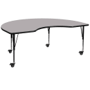 Flash Furniture XU-A4872-KIDNY-GY-T-P-CAS-GG Kidney Shaped Mobile Activity Table - 72"L x 48"W, Laminate Top, Gray thumbnail 2