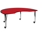 Flash Furniture XU-A4872-KIDNY-RED-H-P-CAS-GG Kidney Shaped Mobile Activity Table - 72"L x 48"W, Laminate Top, Red thumbnail 2