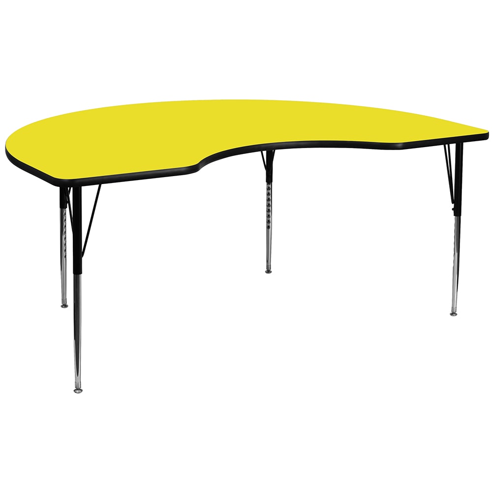 Flash Furniture XU-A4872-KIDNY-YEL-H-A-GG Kidney Shaped Activity Table - 72"L x 48"W, Laminate Top, Yellow