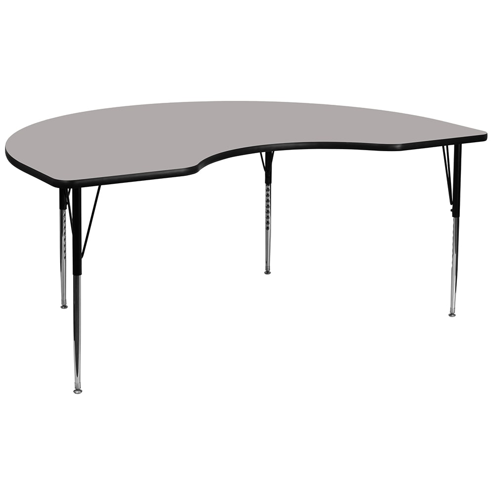 Flash Furniture XU-A4896-KIDNY-GY-H-A-GG Kidney Shaped Activity Table - 96"L x 48"W, Laminate Top, Gray