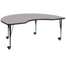 Flash Furniture XU-A4896-KIDNY-GY-H-P-CAS-GG Kidney Shaped Mobile Activity Table - 96"L x 48"W, Laminate Top, Gray thumbnail 2