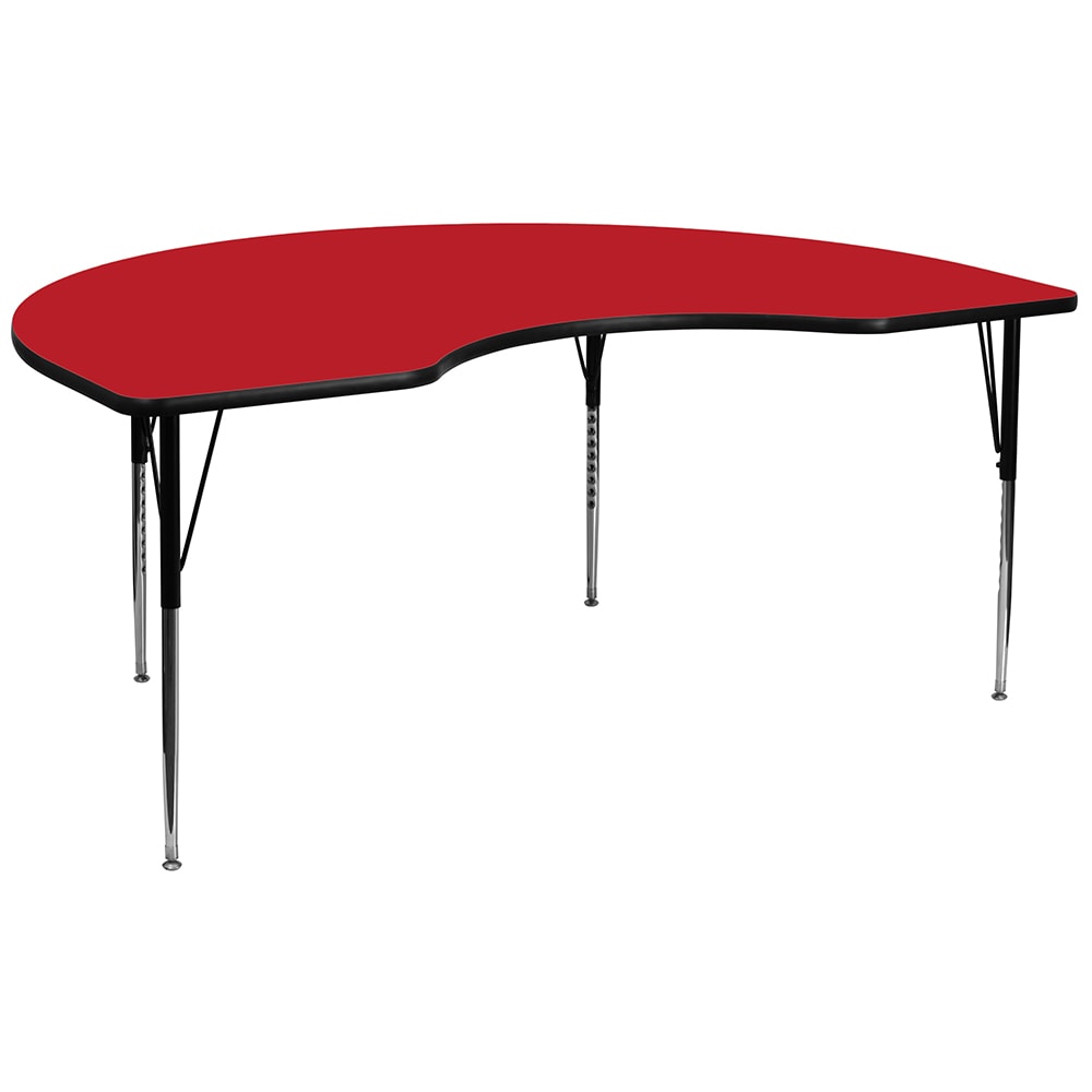 Flash Furniture XU-A4896-KIDNY-RED-H-A-GG Kidney Shaped Activity Table - 96"L x 48"W, Laminate Top, Red
