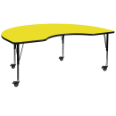 Flash Furniture XU-A4896-KIDNY-YEL-H-P-CAS-GG Kidney Shaped Mobile Activity Table - 96"L x 48"W, Laminate Top, Yellow thumbnail 2
