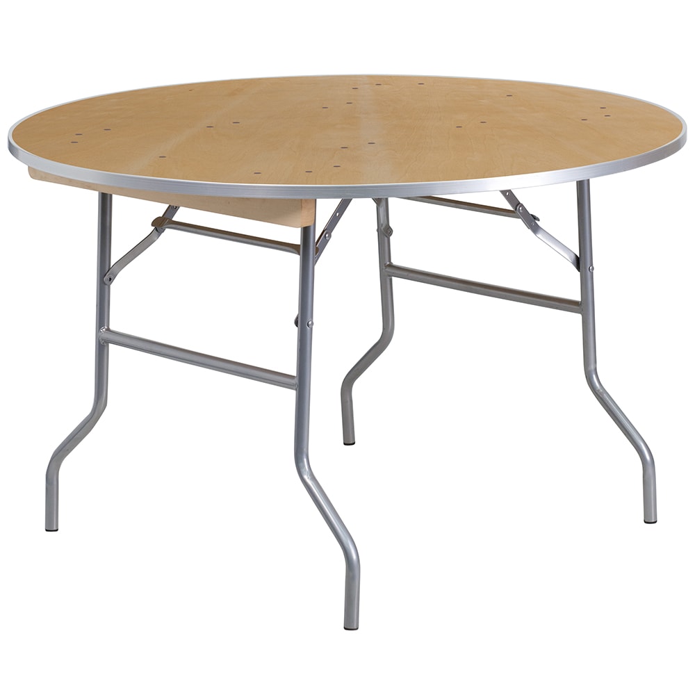 Flash Furniture XA-48-BIRCH-M-GG 48" Round Folding Banquet Table w/ Birchwood Top, 30"H