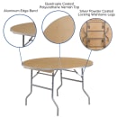 Flash Furniture XA-48-BIRCH-M-GG 48" Round Folding Banquet Table w/ Birchwood Top, 30"H thumbnail 5