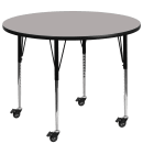 Flash Furniture XU-A48-RND-GY-H-A-CAS-GG 48" Round Mobile Activity Table - Laminate Top, Gray thumbnail 2