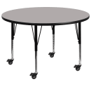 Flash Furniture XU-A48-RND-GY-H-P-CAS-GG 48" Round Mobile Activity Table - Laminate Top, Gray thumbnail 2