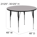 Flash Furniture XU-A48-RND-GY-T-A-GG 48" Round Activity Table - Laminate Top, Gray thumbnail 2