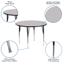 Flash Furniture XU-A48-RND-GY-T-A-GG 48" Round Activity Table - Laminate Top, Gray thumbnail 3