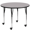 Flash Furniture XU-A48-RND-GY-T-A-CAS-GG 48" Round Mobile Activity Table - Laminate Top, Gray thumbnail 2