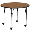 Flash Furniture XU-A48-RND-OAK-T-A-CAS-GG 48" Round Mobile Activity Table - Laminate Top, Oak thumbnail 2