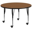 Flash Furniture XU-A48-RND-OAK-T-P-CAS-GG 48" Round Mobile Activity Table - Laminate Top, Oak thumbnail 2