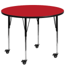 Flash Furniture XU-A48-RND-RED-H-A-CAS-GG 48" Round Mobile Activity Table - Laminate Top, Red thumbnail 2