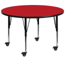 Flash Furniture XU-A48-RND-RED-H-P-CAS-GG 48" Round Mobile Activity Table - Laminate Top, Red thumbnail 2