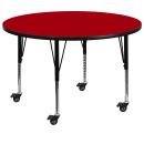 Flash Furniture XU-A48-RND-RED-T-P-CAS-GG 48" Round Mobile Activity Table - Laminate Top, Red thumbnail 2
