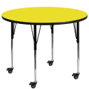 Flash Furniture XU-A48-RND-YEL-H-A-CAS-GG 48" Round Mobile Activity Table - Laminate Top, Yellow thumbnail 2