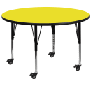 Flash Furniture XU-A48-RND-YEL-H-P-CAS-GG 48" Round Mobile Activity Table - Laminate Top, Yellow thumbnail 2