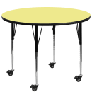 Flash Furniture XU-A48-RND-YEL-T-A-CAS-GG 48" Round Mobile Activity Table - Laminate Top, Yellow thumbnail 2
