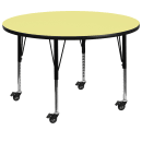 Flash Furniture XU-A48-RND-YEL-T-P-CAS-GG 48" Round Mobile Activity Table - Laminate Top, Yellow thumbnail 2