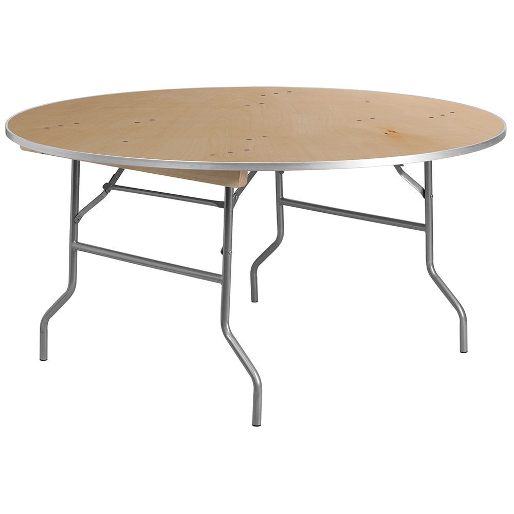 Flash Furniture XA-60-BIRCH-M-GG 60" Round Folding Banquet Table w/ Birchwood Top, 30"H
