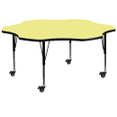 Flash Furniture XU-A60-FLR-YEL-T-P-CAS-GG Flower Shaped Mobile Activity Table - 60"L x 60"W, Laminate Top, Yellow thumbnail 2