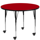 Flash Furniture XU-A60-RND-RED-T-A-CAS-GG 60" Round Mobile Activity Table - Laminate Top, Red thumbnail 2
