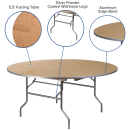Flash Furniture XA-66-BIRCH-M-GG 66" Round Folding Banquet Table w/ Birchwood Top, 30"H thumbnail 5