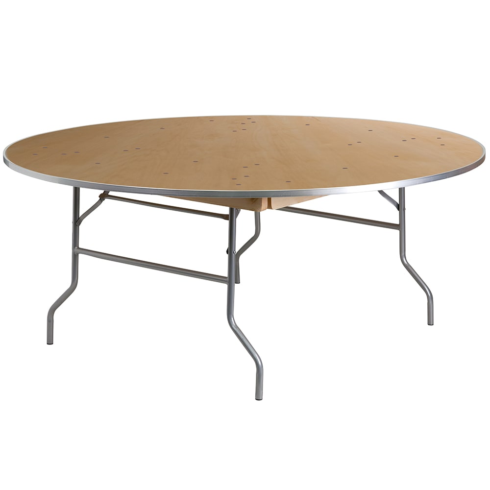 Flash Furniture XA-72-BIRCH-M-GG 72" Round Folding Banquet Table w/ Birchwood Top, 30"H