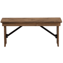 Flash Furniture XA-B-40X12-GG Folding Rustic Farm Bench w/ Pine Plank Top - 40 1/4"W x 12"D x 17 3/4"H thumbnail 3