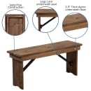 Flash Furniture XA-B-40X12-GG Folding Rustic Farm Bench w/ Pine Plank Top - 40 1/4"W x 12"D x 17 3/4"H thumbnail 5