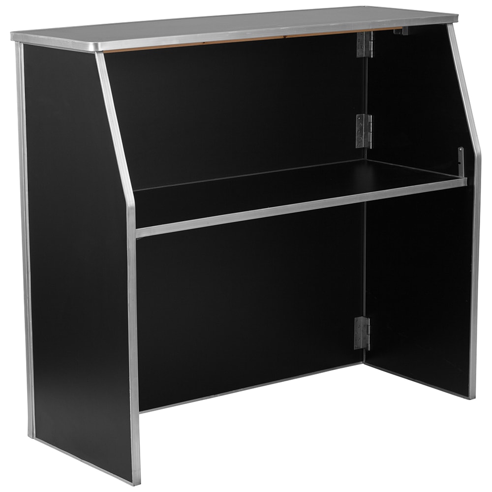 Flash Furniture XA-BAR-48-BK-GG 47 3/4" Folding Portable Bar - Removable Aluminum Top, Black Laminate Front