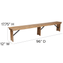 Flash Furniture XA-B-96X12-L-GG Hercules Folding Farm Bench - 8' x 12", Rustic Stained Solid Pine thumbnail 2