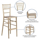 Flash Furniture XA-CH-BAR-GO-GG Stacking Chiavari Bar Stool w/ Wood Seat, Gold Finish thumbnail 6