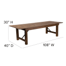 Flash Furniture XA-F-108X40-GG Rectangular Folding Farm Table w/ Antique Rustic Plank Top - 108"W x 40"D x 30"H thumbnail 2